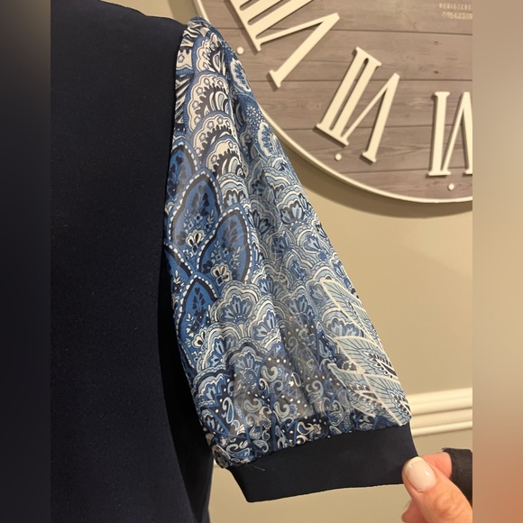 Women's CeCe Short Sleeve Top -Navy Blue with Chiffon sleeves NWOT Size … - Picture 7 of 11